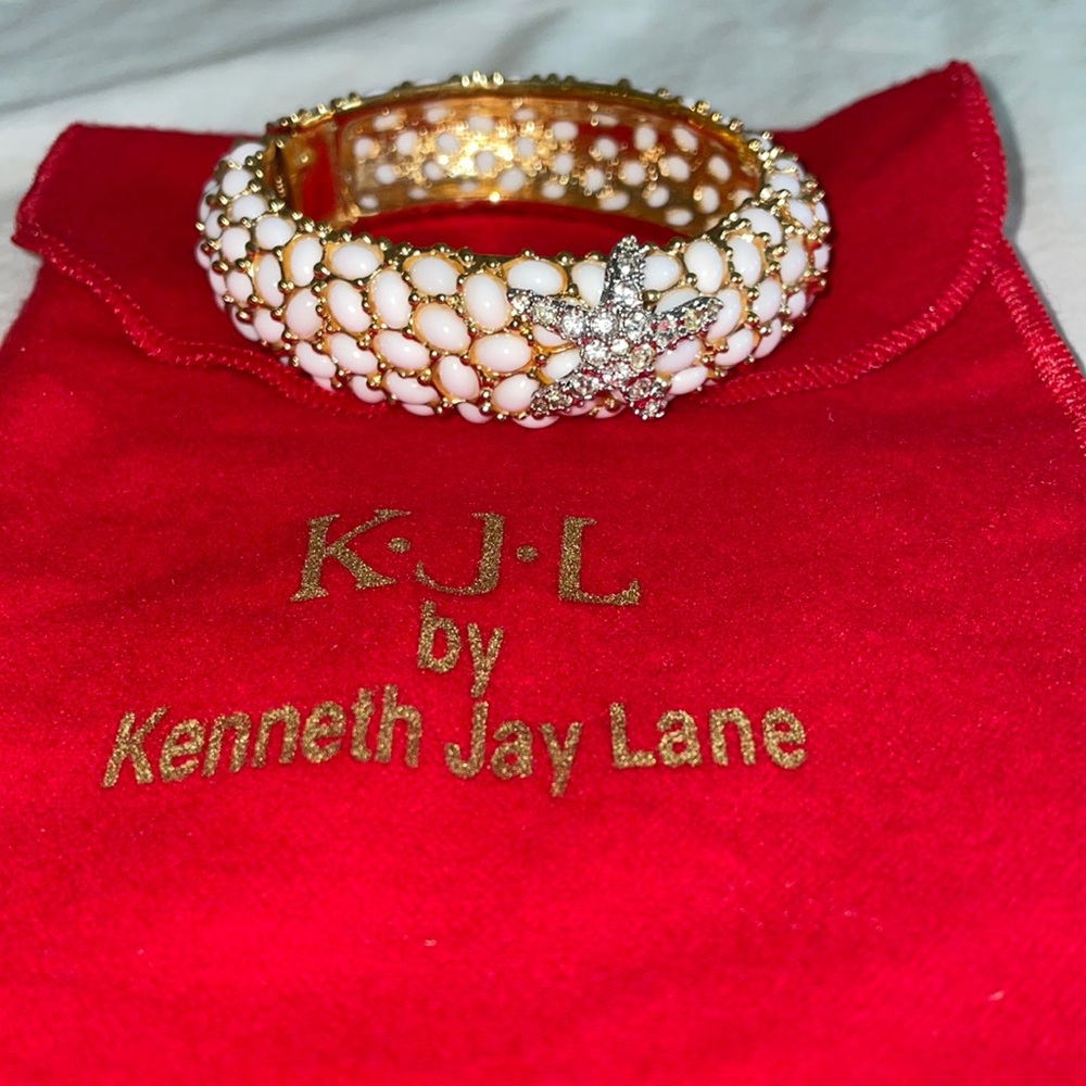 Kenneth Jay Lane crystal starfish and cabochon bangle